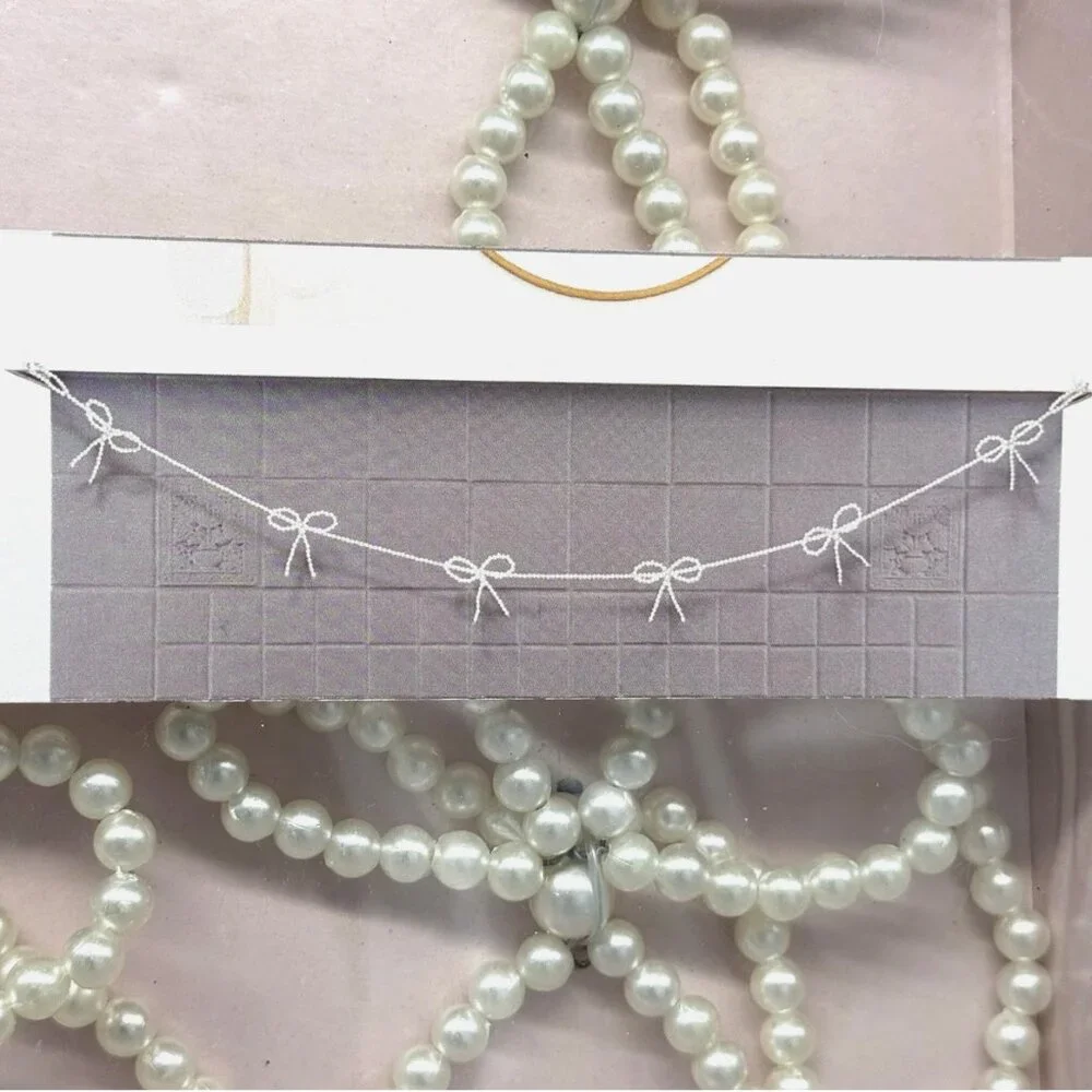 Cupcakes & Cashmere Faux Pearls Bow Garland 6 ft Christmas Tree Holidays Wedding